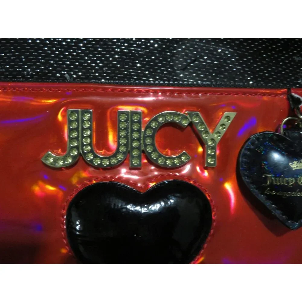 Juicy Couture Vibrant Red Patent Vegan Leather Zip Around Long Accordion Wallet